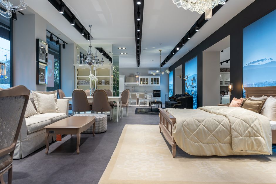 Beautifully crafted bespoke furniture in a modern showroom setting